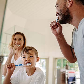 brushing and flossing